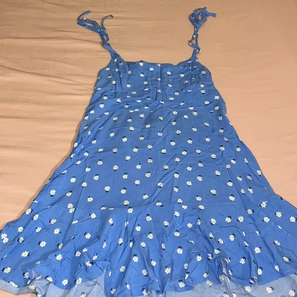 wild fable blue floral dress Wild Fable Women's Ruched Linen Slip Dress-Blue Floral Dress Women's Size XS